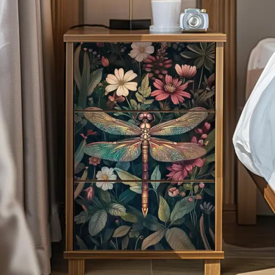 Vintage Dragonfly and Flowers Rub on Transfer {2}