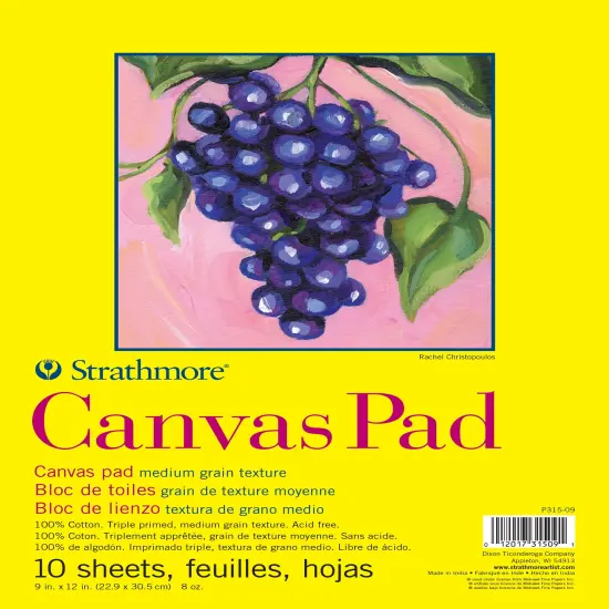 Strathmore 300 Series Canvas Pad 9"X12"-10 Sheets. Tape Bound {1}