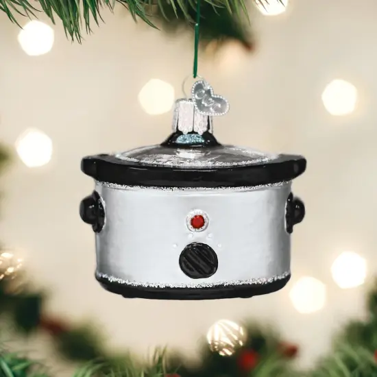 Old World Christmas 2.5 Inch Slow Cooker Tree Ornament , Ornament Dinner Glittered Silver {3}