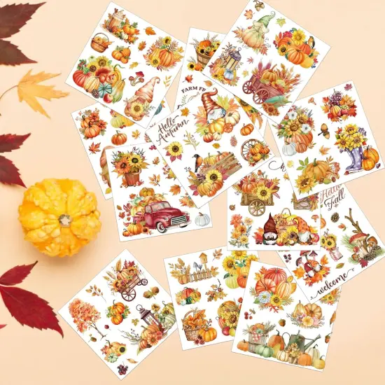 12 Pcs Pumpkin Harvest Rub on Transfer Decals {3}