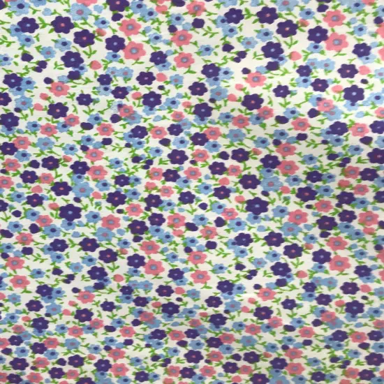 1 Yard Purple Blue Pink Calico Print Poly Cotton Fabric for Quilting Sewing and Crafts 59/60 Inch Width {1}