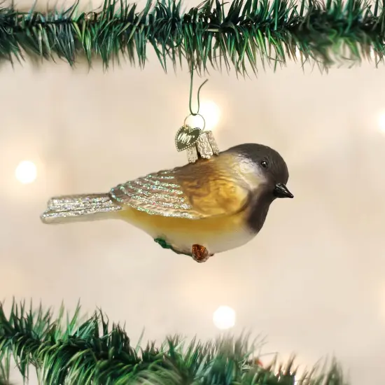 Old World Christmas 2.0 Inch Black-Capped Chickadee Christmas Tree Ornament , Bird Ornament {3}