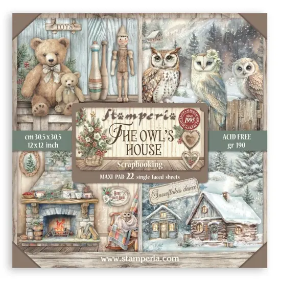 Stamperia Single-Sided Paper Pad 12"x12" 22/Pkg-The Owl's House {1}
