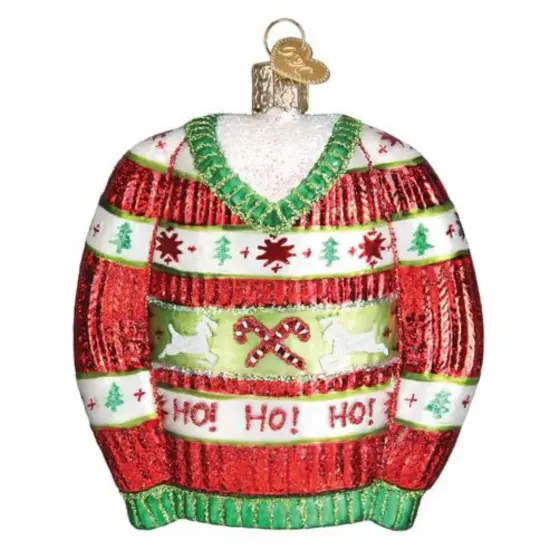 Old World Christmas 4.0 Inch Festive Christmas Sweater Christmas Tree Ornament , Themed Party Red {1}