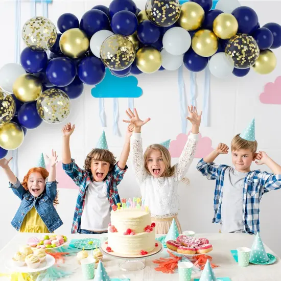 Navy Blue and Gold Confetti Balloons 60pcs 12inch Party Balloons Kit for Birthday Party Wedding Graduation Holiday Celebrating Balloon Decoration {2}