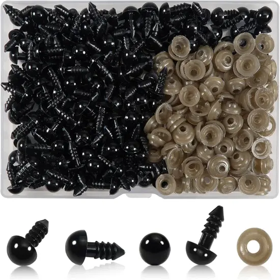 Black Plastic Safety Eyes with Washers {1}