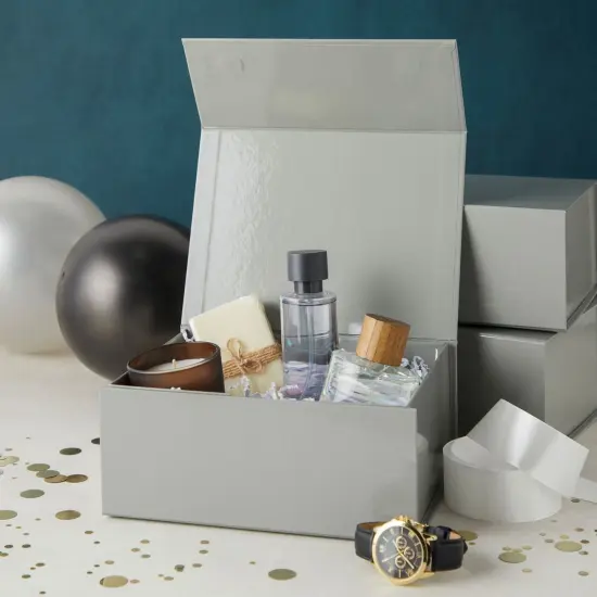 6 Pack Magnetic Gift Boxes with Lids, 9.5 x 7 x 4 Inches for Birthday, Wedding, Groomsman and Bridesmaid Proposal Box (Gray) {2}