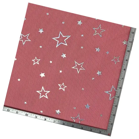 Candy Stripe Stars Foil Printed Spandex Fabric {4}