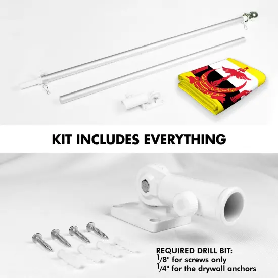 G128 Combo Pack: 6 Ft Tangle Free Aluminum Spinning Flagpole (Silver) & Brunei Bruneian Flag 3x5 Ft, LiteWeave Pro Series Printed 150D Polyester | Pole with Flag Included {2}