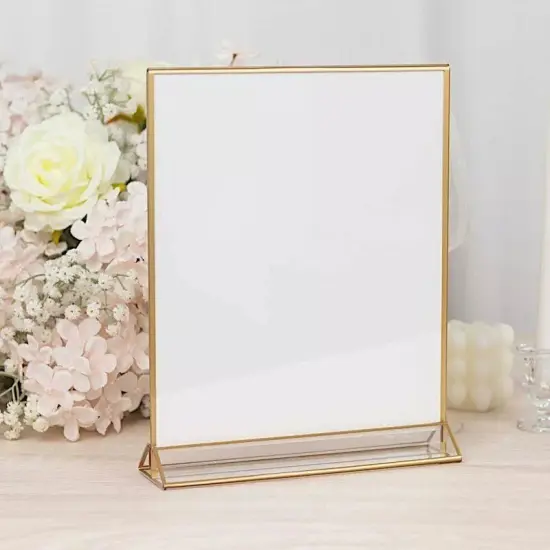 6 Gold and Clear Rectangular Frame Acrylic Freestanding Table Sign Holders Party {4}