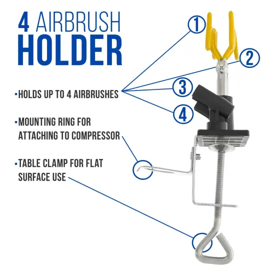 3 Master Airbrush Professional Multi-Purpose Airbrushing System Kit - Hose, Air Compressor, Universal Airbrush Holder - How-To-Airbrush Guide Booklet {6}