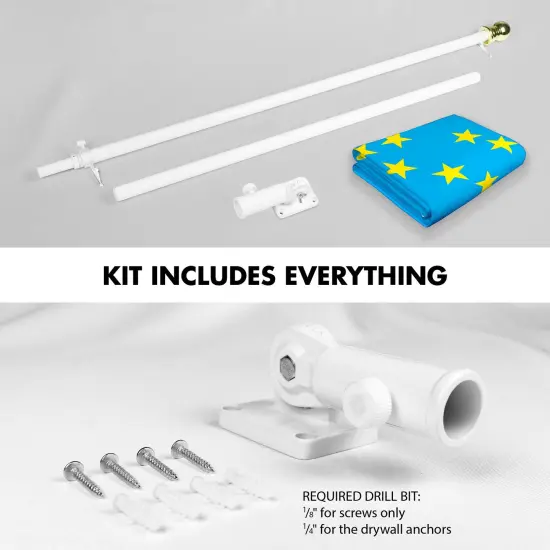 G128 Combo Pack: 6 Ft Tangle Free Aluminum Spinning Flagpole (White) & Tuvalu Tuvaluan Flag 3x5 Ft, LiteWeave Pro Series Printed 150D Polyester | Pole with Flag Included {2}