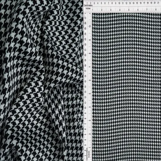 1 Yard Bubble Satin Houndstooth Print Fabric, 58/59&Prime; Wide Polyester Spandex Blend HUNTER {1}