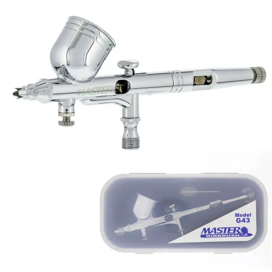 Master High Precision G43 Dual-Action Gravity Feed Airbrush, 0.2 mm Tip, 1/3 oz Bowl Cup, Air Control {1}