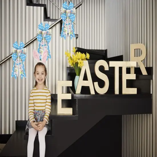 2 Pack Black White Stripe Burlap Fall Bows for Wreaths Decorations,Rustic Farmhouse Crafts Bow Wrapping Tree Topper Wedding Holiday Birthday Party Wall Home Front Door {4}