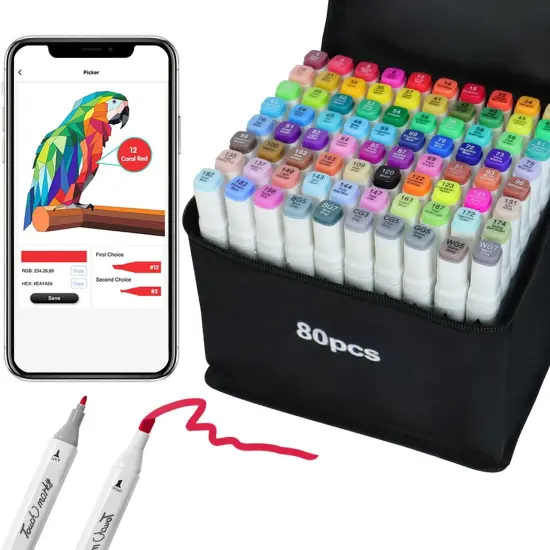 80 Colors Art Markers Pens Set with App {1}