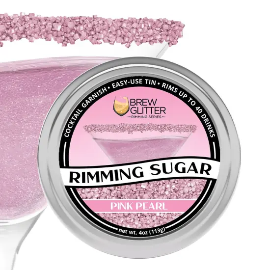 Brew Glitter - Pink Pearl Rimming Sugar (4oz, 1x Bar Tin) Cocktail Garnish for Mixed Drinks & Refreshments {1}
