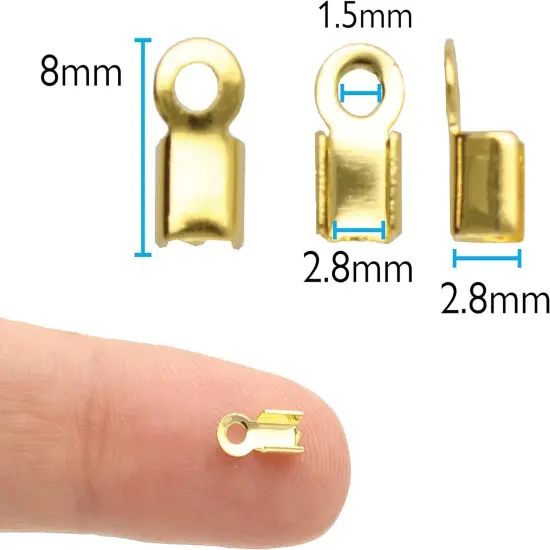 The Beadsmith Connector with Prong &ndash; Fold Over End Caps for Rattail, Leather, Suede, Lace, Ribbon, Cord, Ball Chain & Other Stringing for Jewelry Making {8}