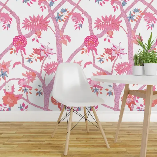 Peel & Stick Wallpaper 2FT Wide Peony Branch Large Scale Romantic Vintage Chintz Maximalist Custom Removable Wallpaper by Spoonflower {1}