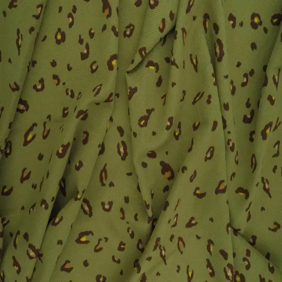 1 Yard Twill Animal/Leopard Print Fabric, 58/59" Wide Polyester Spandex Blend BEIGE {5}