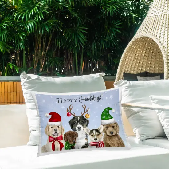Stupell Industries Happy Howlidays Seasonal Puppies Outdoor Printed Pillow design by Brett Blumenthal, 14 x 7 x 20 {2}