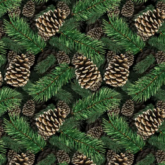 Pinecones Tree Cotton Fabric | By The Yard | Sewing and Crafting | 44 inches wide {1}