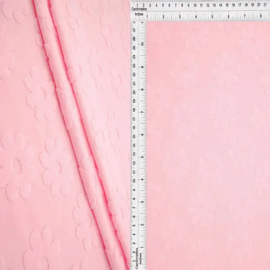 1 Yard Floral Daisy Towel Jacquard Fabric Stretch Polyester Spandex 58/60 Inches Wide PINK NEW {1}