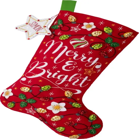 Bucilla Felt Stocking Applique Kit 18" Long-Merry And Bright {3}