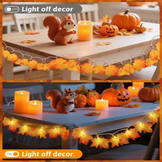 2Pack [8 Lighting Modes & Timer] Fall Decor Maple Leaf Garland {4}