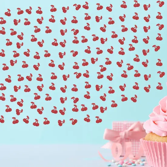 100pcs Cherry Confetti, Red Glitter Cherry Fruit Confetti {5}
