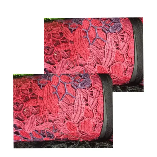 1 Yard Burgundy & Plum Italian Cotton Guipure Lace Luxury Couture Lace 54 Inches Wide {4}