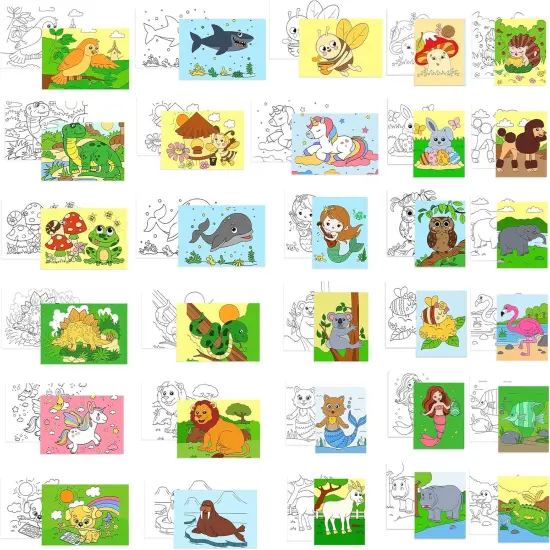 30 Pcs Pre Drawn Stretched Canvas Coloring Pre Drawn Canvas to Paint for Adults {1}