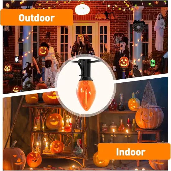 10FT Halloween Orange LED String Lights with Black Wire {3}