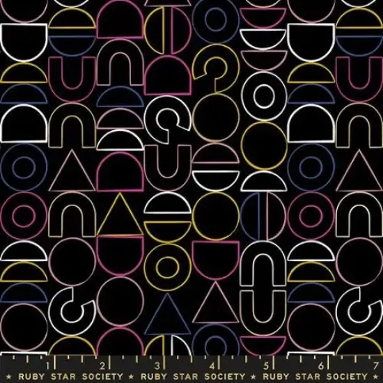 Reign Noble Black Modern Shapes 44"/45" Fabric Per Yard {1}