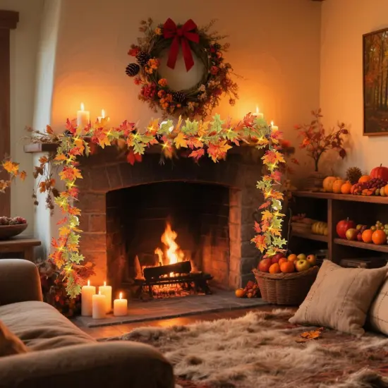 2 Pack Fall Garland with Lights (6FT, Timer) {4}