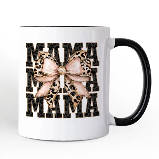 Glitter Leopard Mama Mug, Coquette Bow Glam Gift {5}