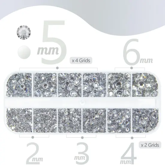 Silver Clear Flatback Resin Rhinestones with Glue - 2/3/4/5/6MM (Silver/Crystal) {2}