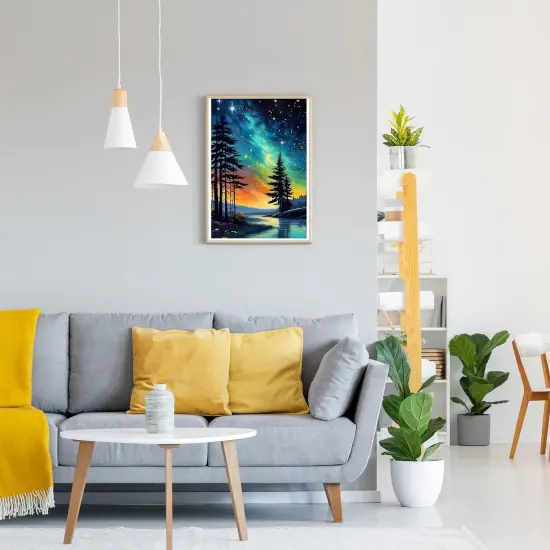 5D Starry Night Forest Diamond Painting Kit - 12x16inch {2}