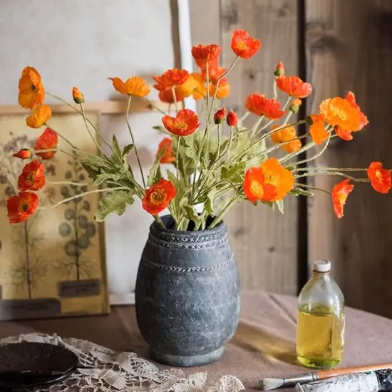 Artificial Flowers 6 Stems Poppy Silk Bouquet,for Wedding, Home, Party {4}