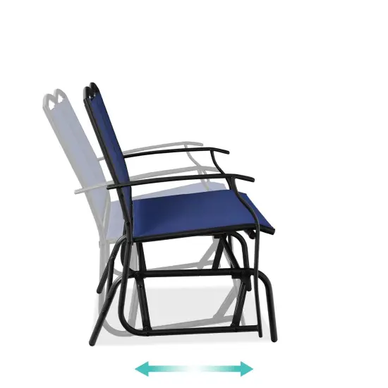 2 Seat Mesh Patio Loveseat Swing Glider Rocker with Armrests Navy-Blue {4}