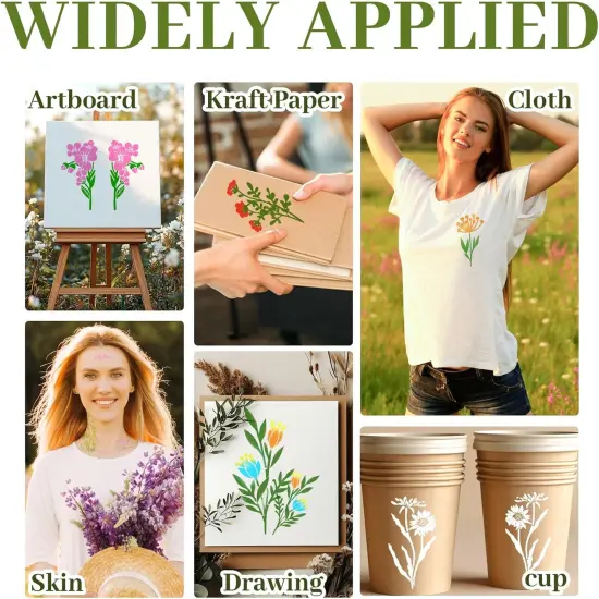 18 Sheet Reusable Flower Stencils for Painting,Stencils {5}
