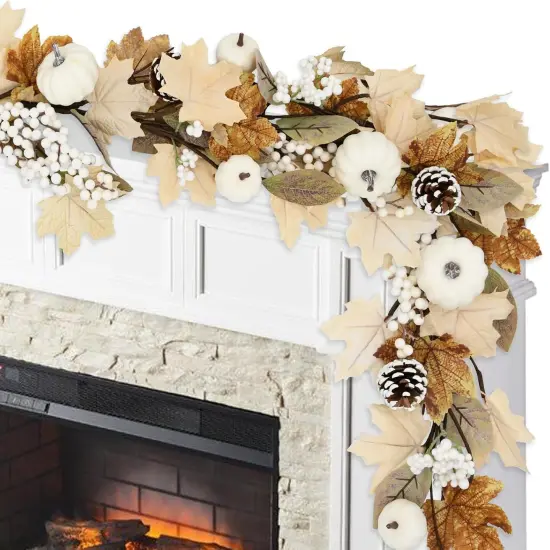 Fall Artificial Maple Leaf Garland Decor - 5.25Ft {1}