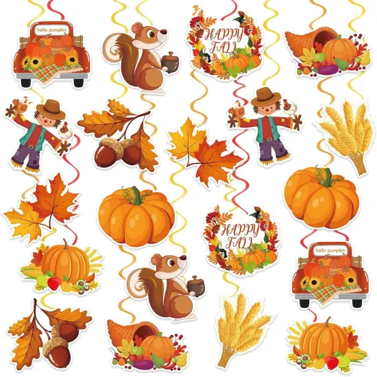 40Pcs Fall Hanging Swirls Ceiling Decorations - Maple Leaf {1}
