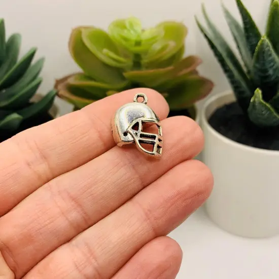 Silver Football Helmet Charms, 19x14mm {2}