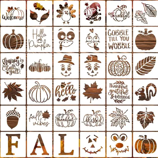 Fall Stencils for Painting on Wood 3inch Pumpkin Stencils Autumn Leaf {1}