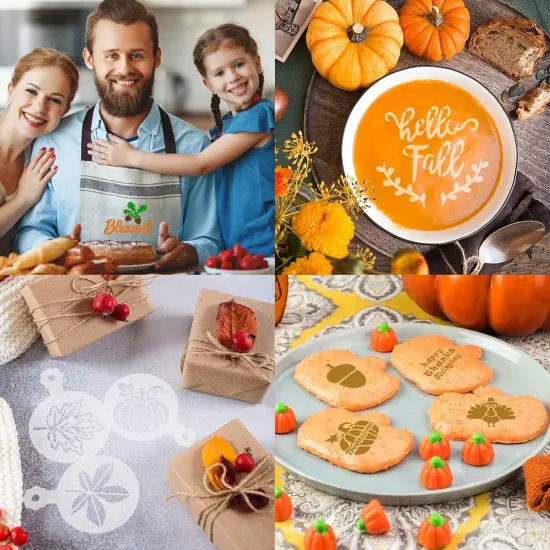 36 Pieces Thanksgiving Stencils Fall Reusable Cookie Cake Stencils {6}