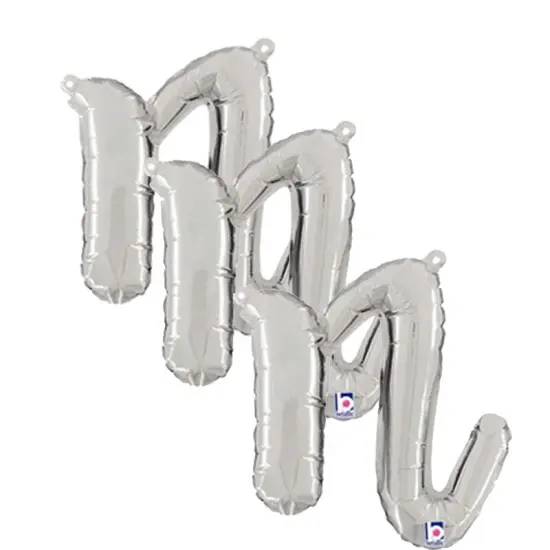 Betallic&reg; 14 Inch Script Letter N Silver Air Fill Only Balloon {3}