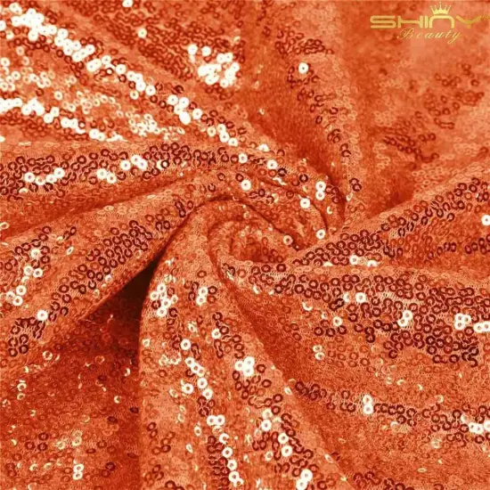 1 Yard Orange Sequin Fabric with Glitter Embroidery 52" Width Polyester for DIY Curtain, Backdrop & Clothes {1}