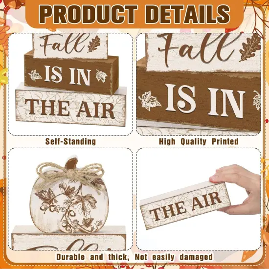 4 Pcs Fall Pumpkin Wooden Table Decorations {3}