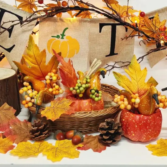 6 Artificial Pumpkin Tabletop Decorations {3}